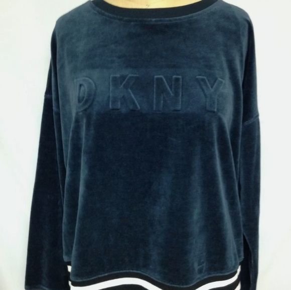 Women's DKNY Sport Velour Boxy Pull Over MED - Picture 3 of 4